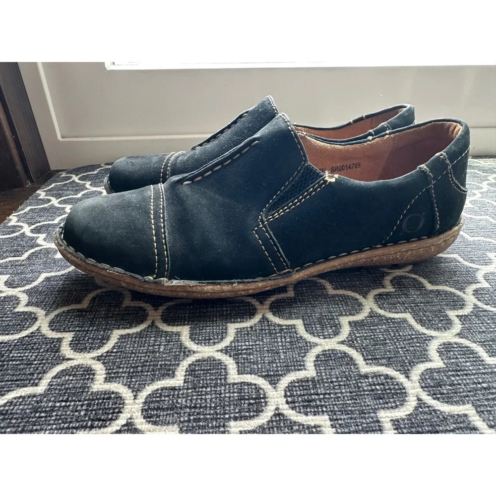 Born Women Nampa Slip On Loafers Black Suede Leather Comfort Shoes Size 11